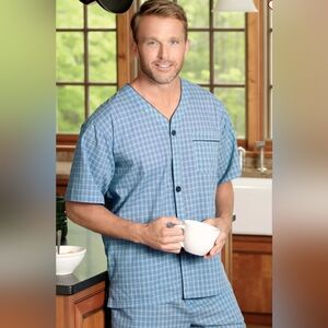 Roundtree & Yorke Navy Striped Pajama Top Only
